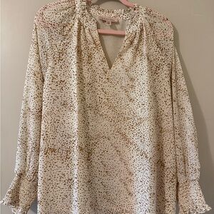 Philosophy Cream and Brown Speckled Blouse